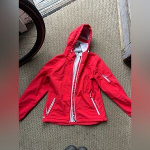 Black Diamond Red Hooded Jacket with Zipper Details
